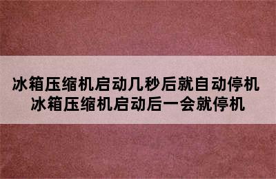 冰箱压缩机启动几秒后就自动停机 冰箱压缩机启动后一会就停机